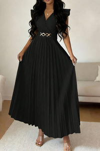 Chic Pleated Square Neck Midi Dresses