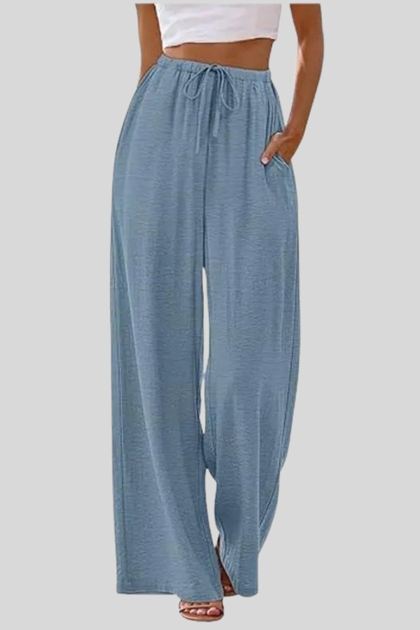 Relaxed Drawstring Wide Leg Pants