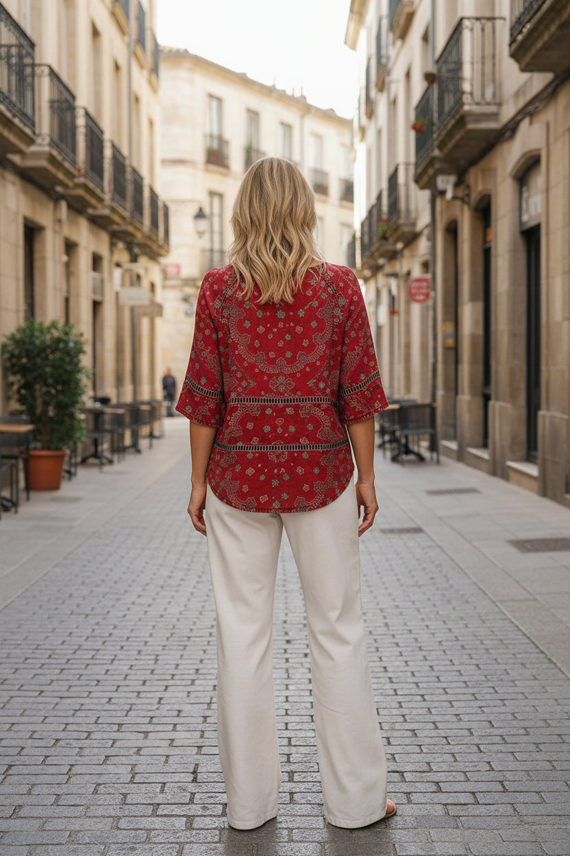 V-Neck Print Top