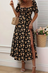 Floral Slit Design Midi Dress