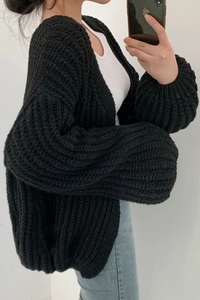 Cozy Knit Cardigan Balloon Sleeve