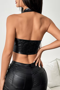Bold Halter Backless Crop Top