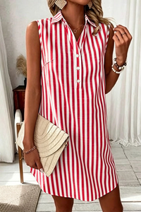 Striped V Neck Shirt Dress