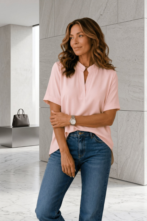 Zeitlose Eleganz V-Ausschnitt Bluse