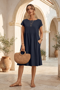 Elegant Side Pocket Midi Dress