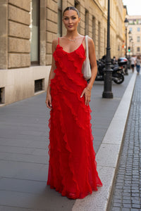 Flowing Ruffle Maxi Dress