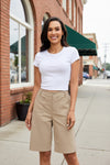 Elegant High Waist Shorts with Relaxed Knee Length Fit