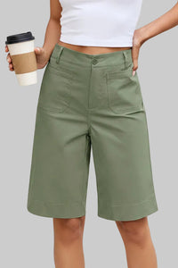 Elegant High Waist Shorts with Relaxed Knee Length Fit