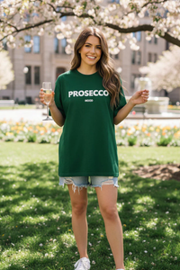 Chic Oversized Prosecco Print T-Shirt