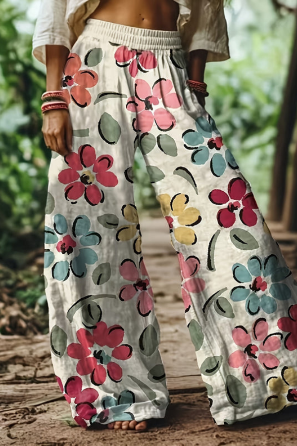 Floral Cropped Summer Pants Vintage