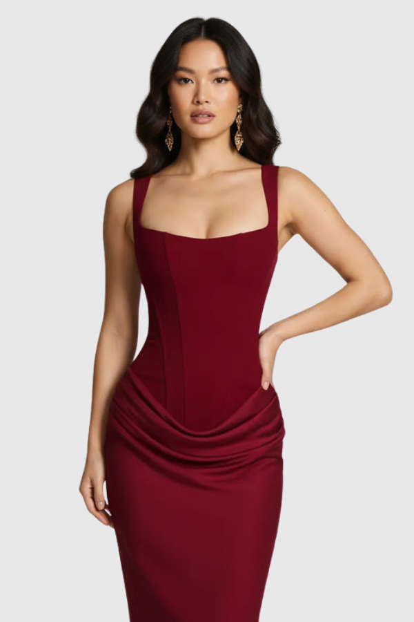 Sculpted Elegant Midi Occasion Dress