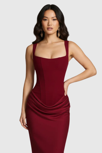 Sculpted Elegant Midi Occasion Dress