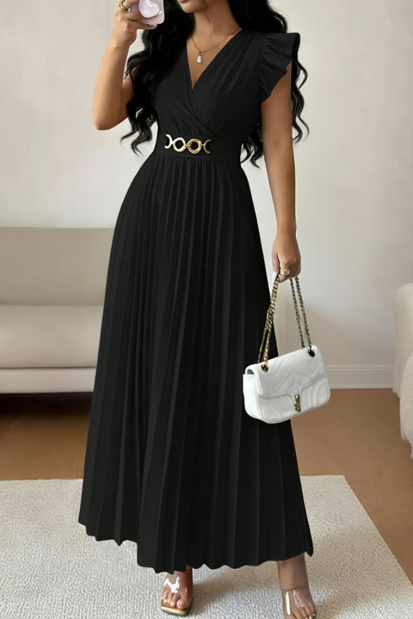 Chic Pleated Square Neck Midi Dresses
