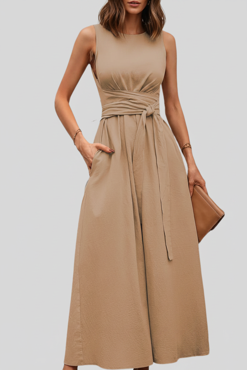 Casual Pleated Square-Neck Midi Dresses