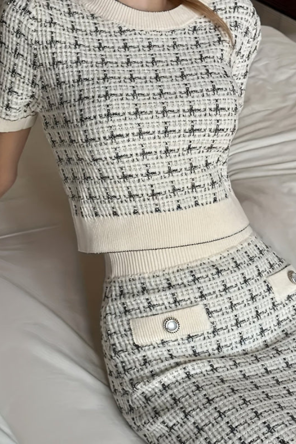 Checkered Knit Two Piece Set
