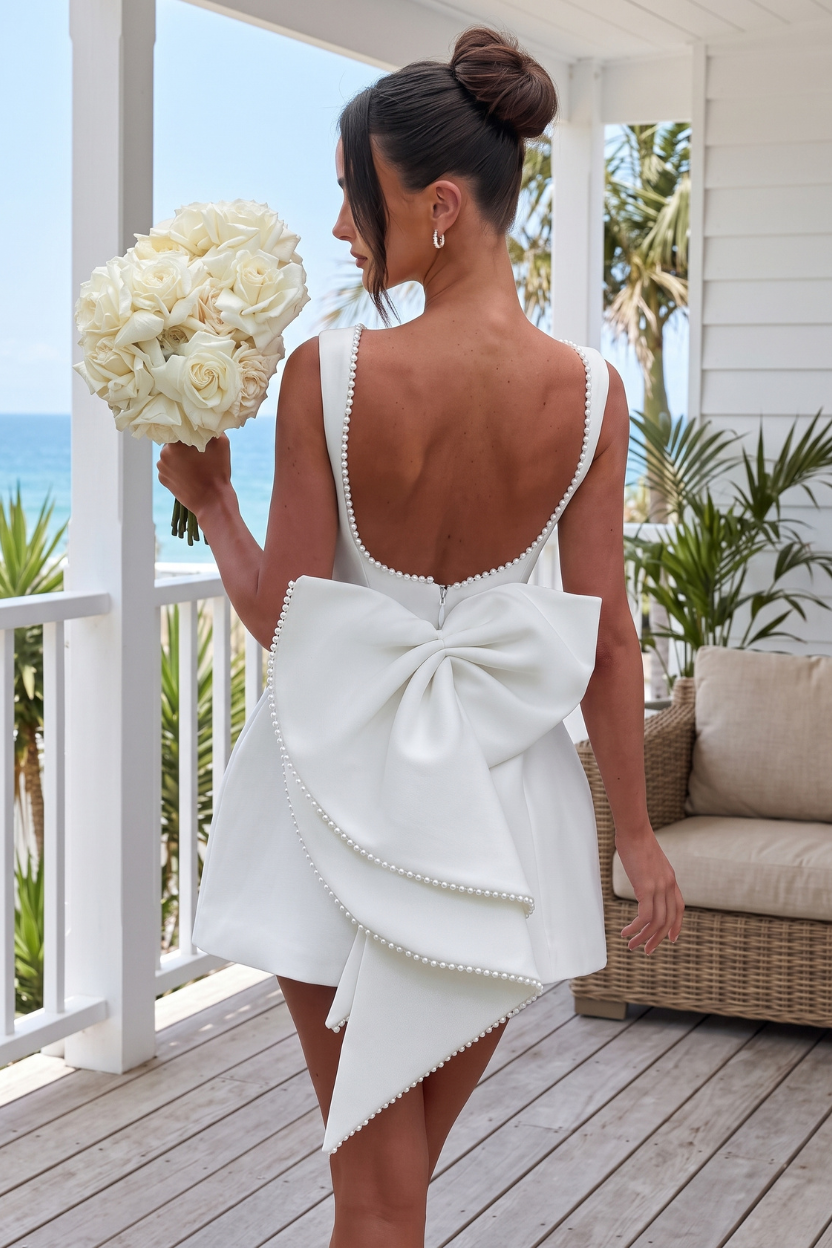 Elegantes Perlenhals-Minikleid