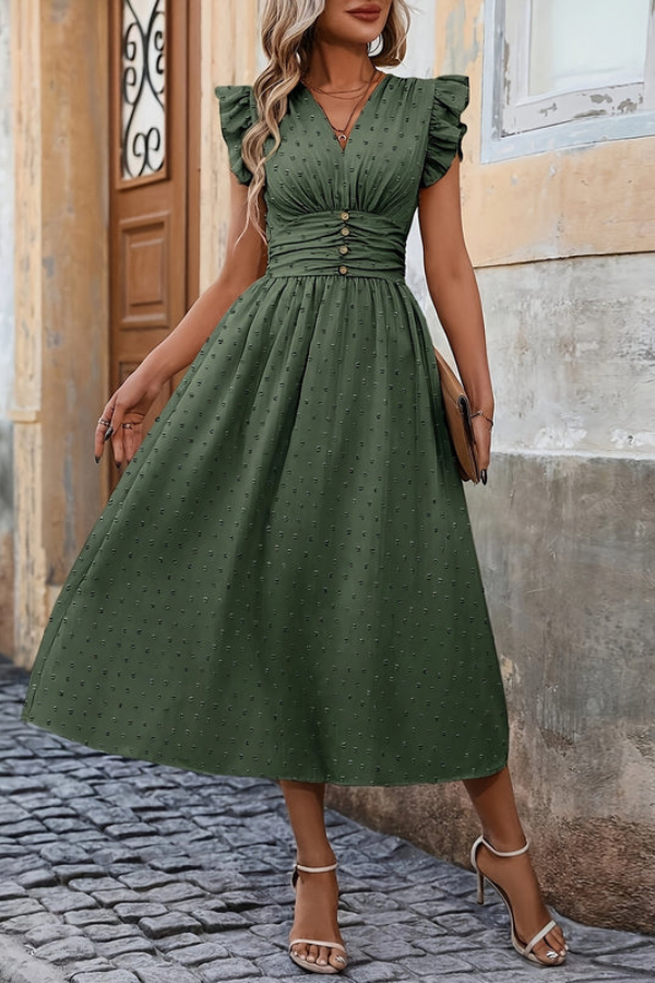 Boho Pleated Midi Dresses Floral
