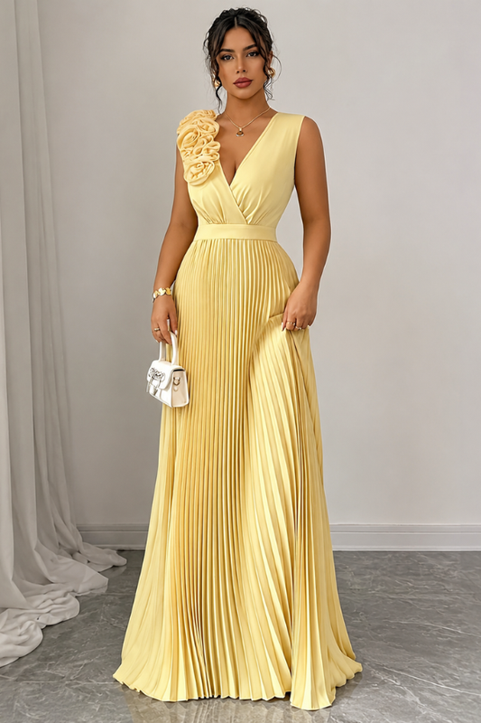 Sophisticated Pleated Square Neck Midi Dresses