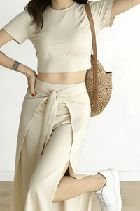 Elegant Cropped Summer Pants Bowtie