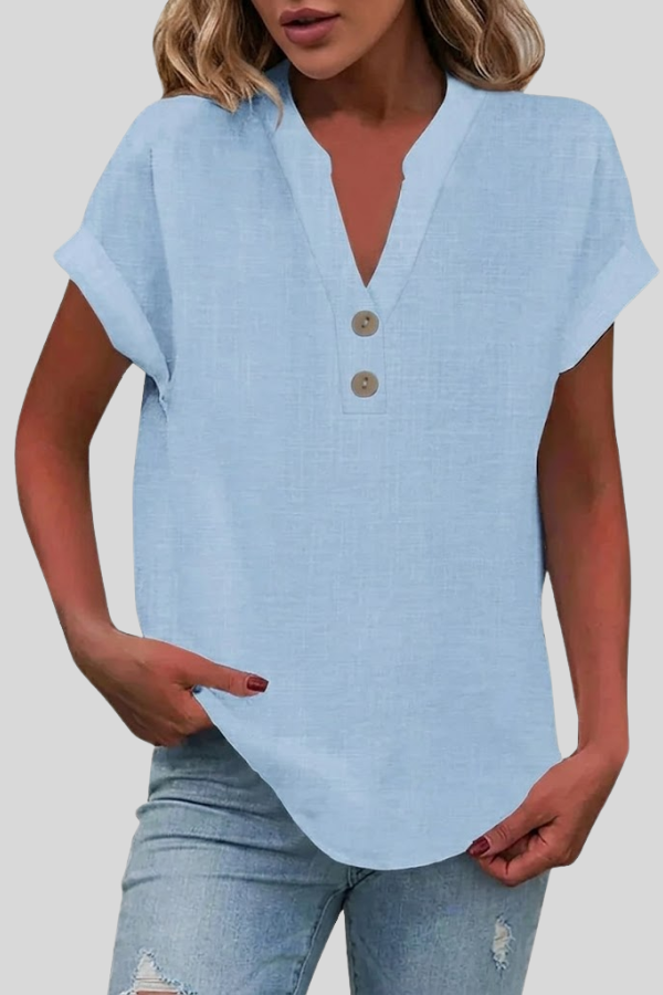 Elegant V Neck Button Blouse