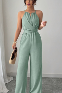 Pleated Twist-Waist Maxi Jumpsuit