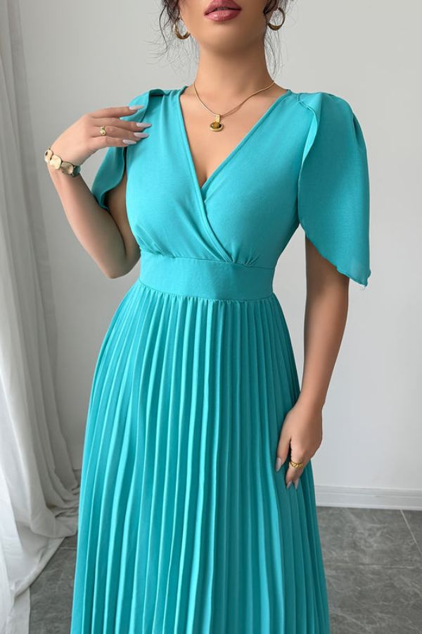 Waist Pleated Midi Dresses Elegant