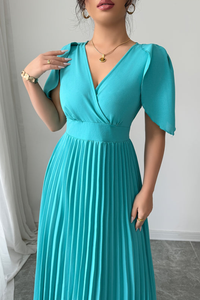 Waist Pleated Midi Dresses Elegant