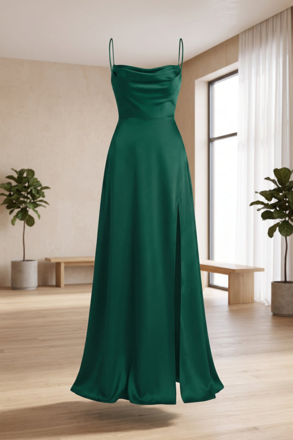 Elegantes Seitenschlitz Lässiges Maxikleid