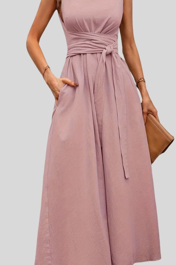 Casual Pleated Halter Neck Midi Dresses