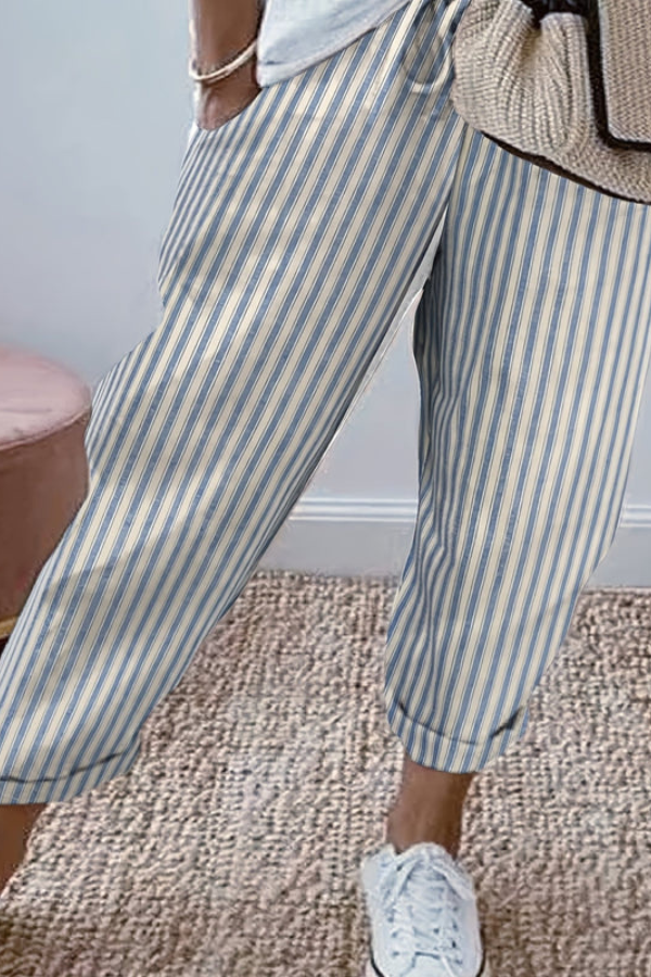 Vacation Cropped Summer Pants Striped