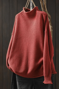 Textured Knit High Neck Sweater