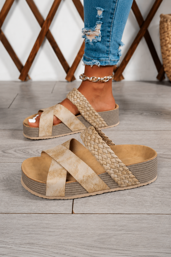 Vintage Woven Platform Summer Slippers