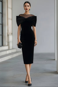 Refined Midi Dress with Graceful Bow Accent