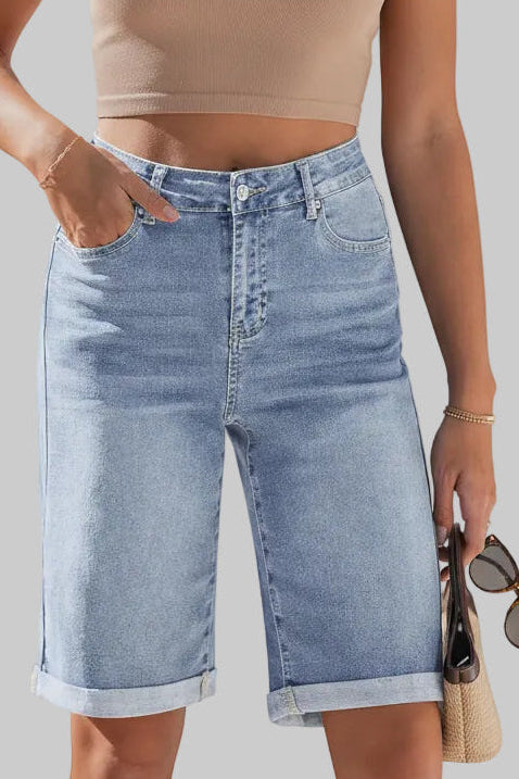 High Rise Long Shorts with Relaxed Everyday Appeal