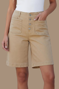 Trendy High Waist Shorts with Relaxed Bermuda Length