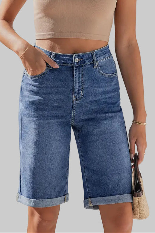 High Rise Long Shorts with Relaxed Everyday Appeal