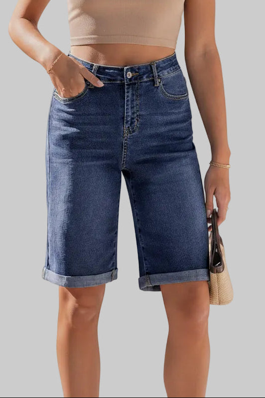 High Rise Long Shorts with Relaxed Everyday Appeal