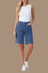 Trendy High Waist Shorts with Relaxed Bermuda Length