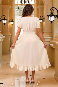 Elegant Pleated Square Neck Midi Dresses