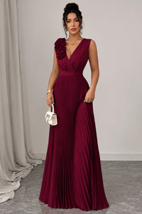 Sophisticated Pleated Square Neck Midi Dresses
