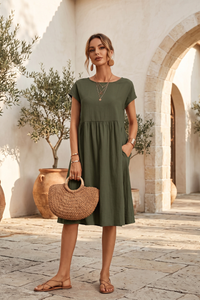 Elegant Side Pocket Midi Dress