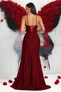 Radiant Sequin Backless Maxi Dress