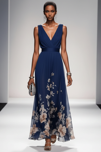 Romantic Floral Chiffon Maxi Dress