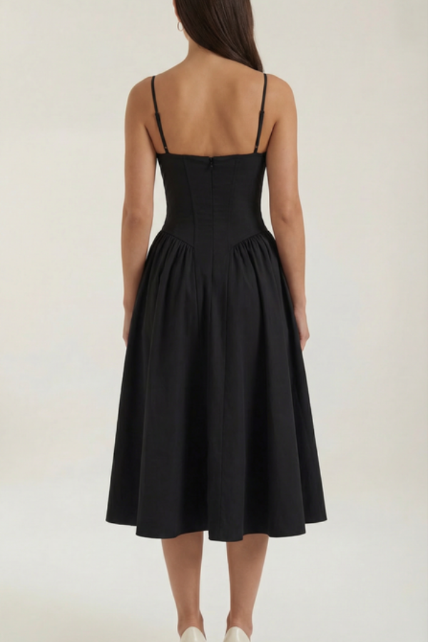 Floral Sweetheart Neck Midi Dress