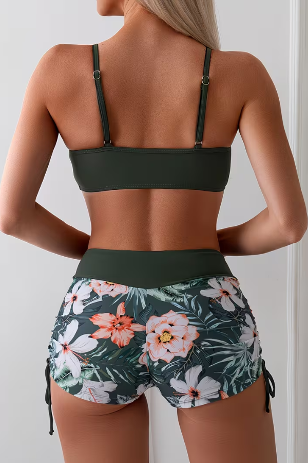 Tropical Drawstring Bikini Set