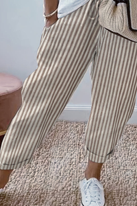 Vacation Cropped Summer Pants Striped