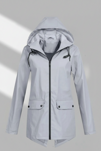 Hooded Longline Zip Front Utility Coat