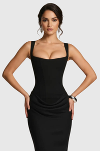 Sculpted Elegant Midi Occasion Dress