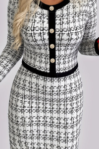 Chic Checkered Blazer Set