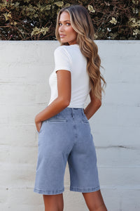 Trendy High Waist Shorts with Relaxed Bermuda Length